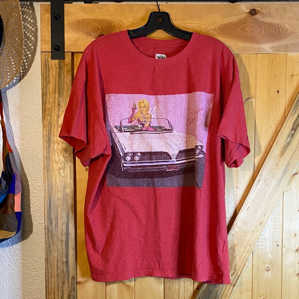 Boys Lie Red Tee with Retro Car Graphic